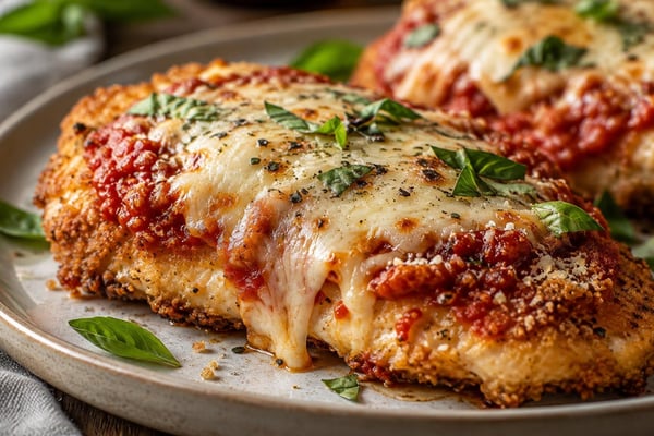 Baked Chicken Parmesan recipe from Hearthday Table