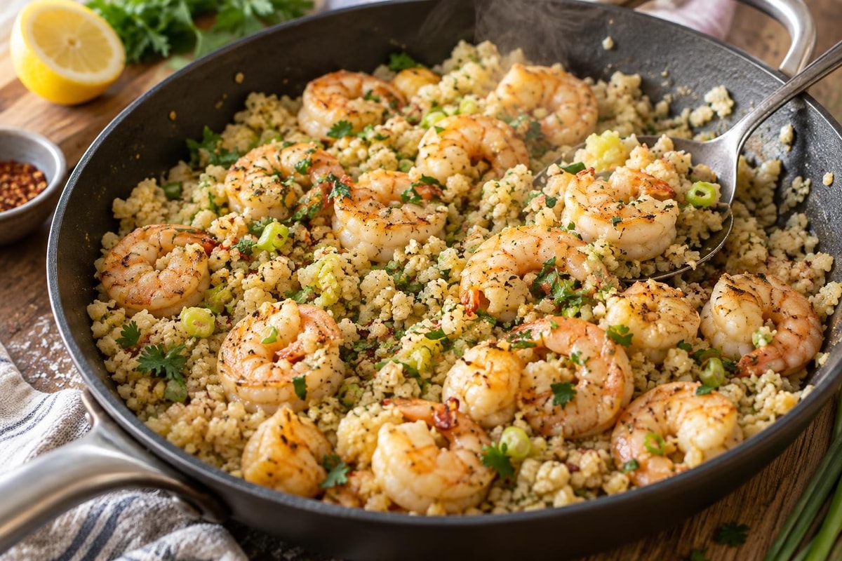 Shrimp Garlic Cauliflower Rice Shrimp Garlic Cauliflower Rice recipe from Primal Flame Kitchen