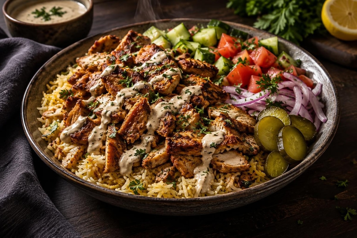 Chicken Shawarma Rice Platter Tray Chicken Shawarma Rice Platter Tray recipe from Crescent & Sumac Kitchen