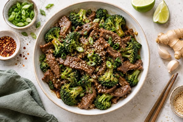 Garlic Ginger Beef Broccoli Stir-Fry Garlic Ginger Beef Broccoli Stir-Fry recipe from Primal Flame Kitchen