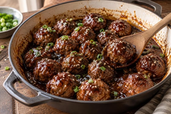 Sweet Teriyaki Meatballs recipe from Little Bites Kitchen