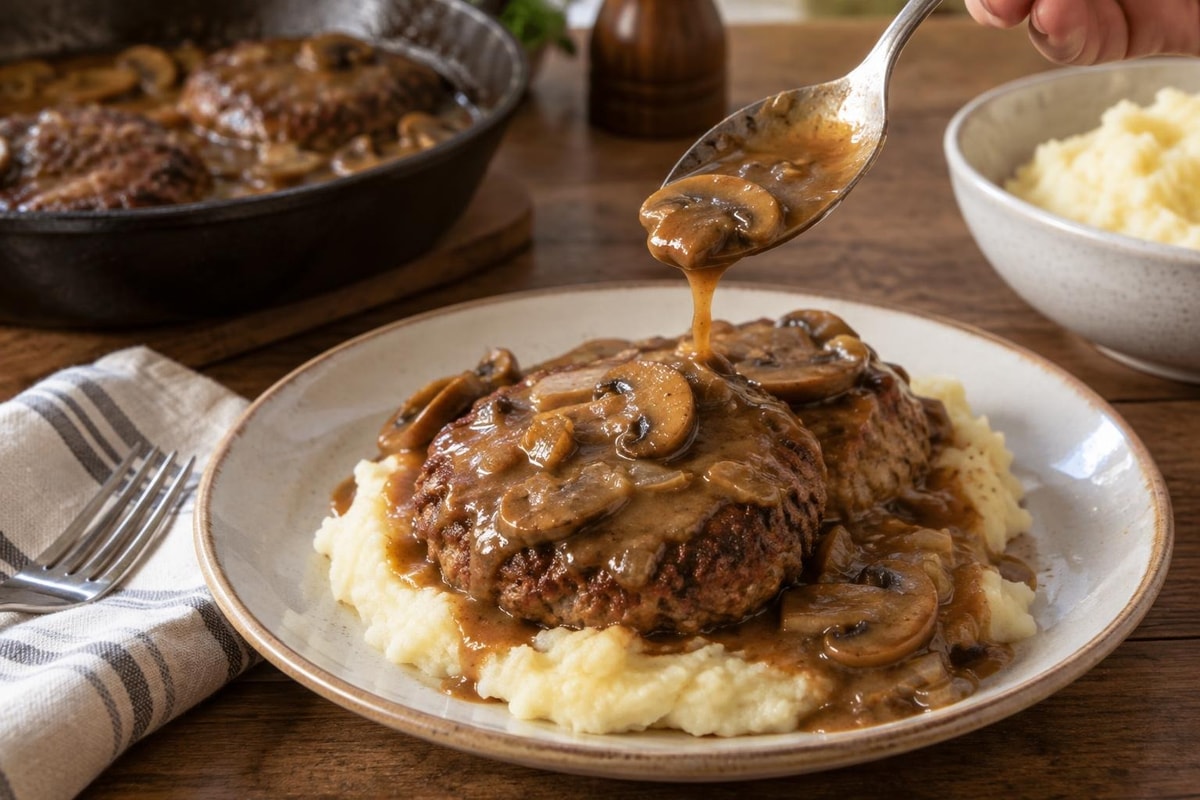 Golden Salisbury Steak Golden Salisbury Steak recipe from Heritage Fork Suppers