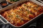 Crowd-Pleasing Cheesy Tomato Chicken Tender Bake recipe from Little Fork Academy