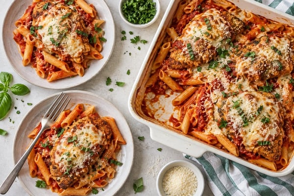Tray Chicken Parmesan Penne Portions Tray Chicken Parmesan Penne Portions recipe from Sunday Box Kitchen