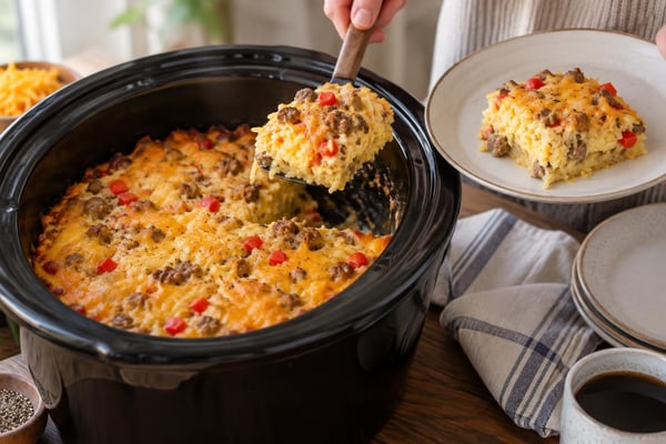 Slow Cooker Breakfast Casserole recipe from The Frosted Fork