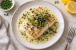 Seared Chive Beurre Blanc Halibut recipe from Copper Ladle Studio
