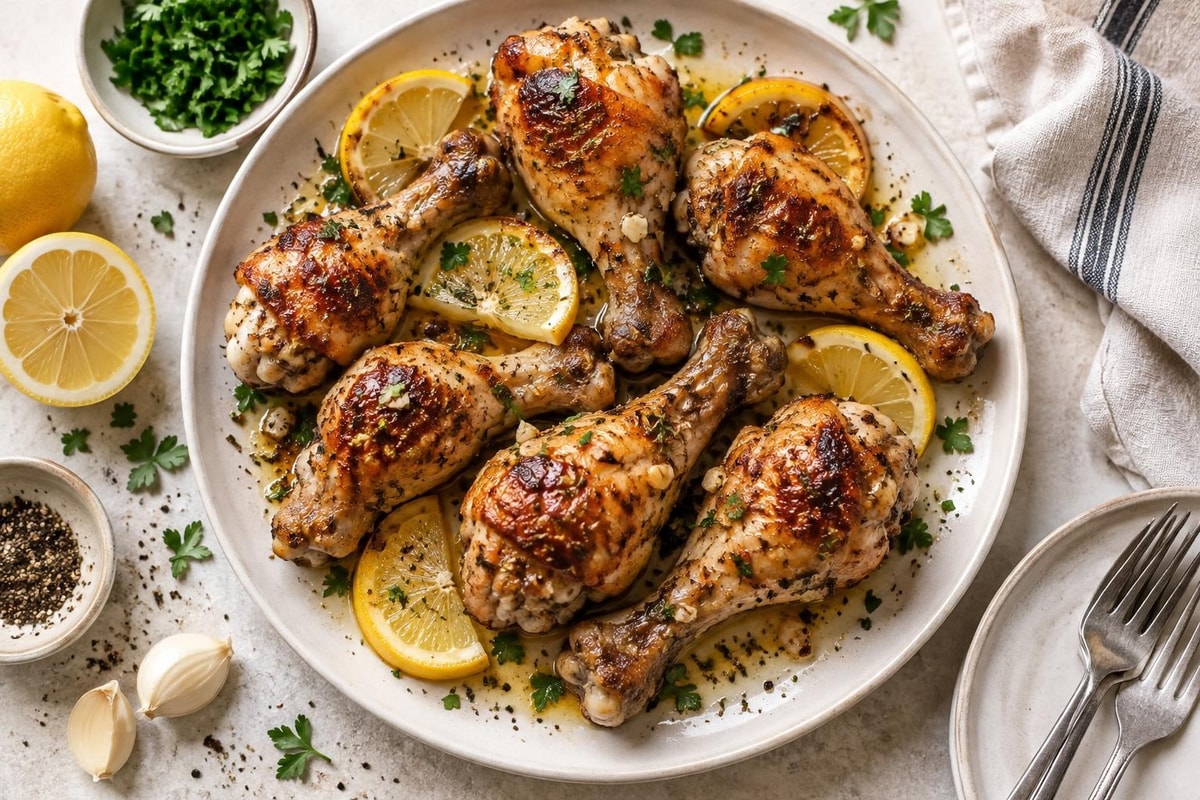 Baked Chicken Drumsticks with Lemon and Garlic Baked Chicken Drumsticks with Lemon and Garlic recipe from Thrifty Thyme