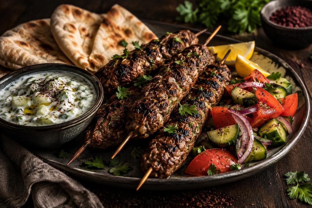 Grilled Halal Beef Kafta Platter Grilled Halal Beef Kafta Platter recipe from Crescent & Sumac Kitchen