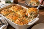 Cheesy Herb Biscuit Chicken Pot Pie Bake recipe from Velvet Spoon Kitchen