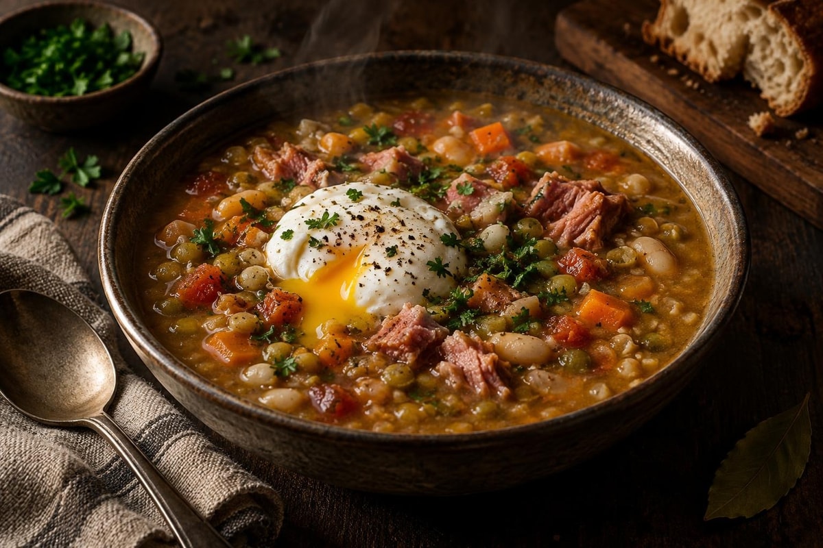 Crowd Feed Split Pea Smoked Paprika Soup recipe from Pantry Ledger Kitchen