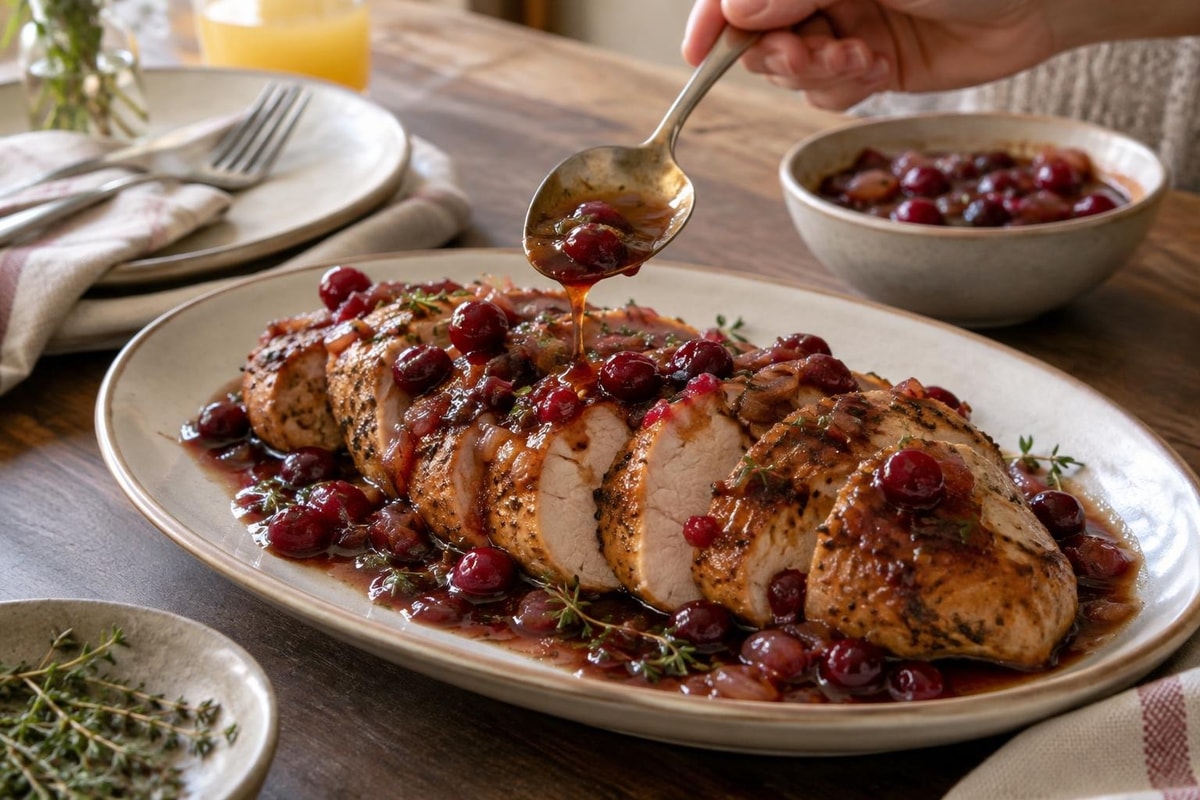 Turkey Tenderloin Cranberry Shallot Pan Turkey Tenderloin Cranberry Shallot Pan recipe from Featherlite Fork
