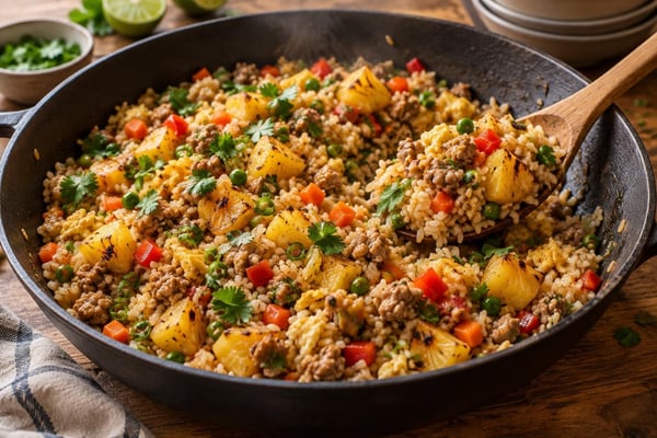 Grilled Pineapple Pork Fried Rice recipe from Crossroads Kitchen