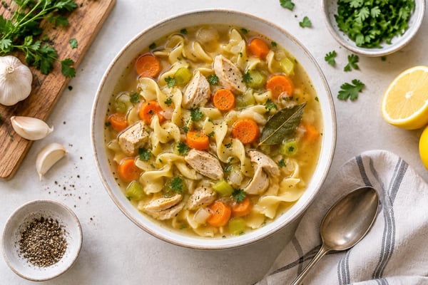 Homemade Chicken Noodle Soup recipe from Thrifty Thyme