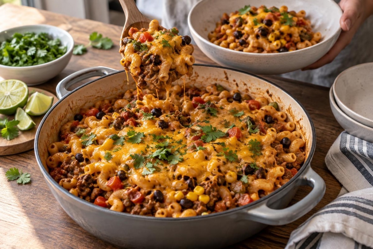 One Pot Beef Taco Pasta One Pot Beef Taco Pasta recipe from The Snap Skillet