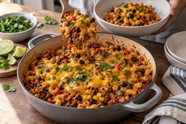 One Pot Beef Taco Pasta recipe from The Snap Skillet