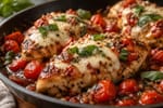 Lightning Mozzarella Tomato Chicken Pan recipe from Quarter Hour Table