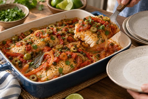 Tilapia Veracruz Style Tray recipe from Harbor Spoon Kitchen