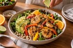 Rainbow Grilled Citrus Shrimp with Greens recipe from Bright Balance Kitchen