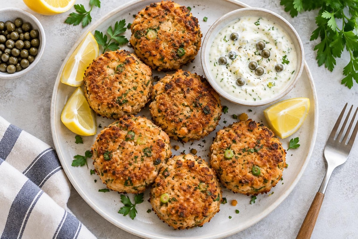 Crab Cake Style Salmon Patties Tray Crab Cake Style Salmon Patties Tray recipe from Harbor Spoon Kitchen