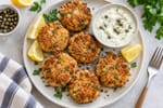 Crab Cake Style Salmon Patties Tray recipe from Harbor Spoon Kitchen