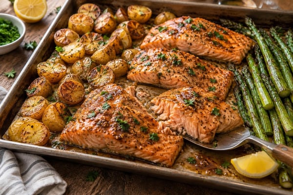 Maple Dijon Salmon Sheet Pan recipe from Clear Brook Kitchen