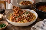 Slow-Simmer Slow Cooker Spaghetti Bolognese recipe from Velvet Spoon Kitchen