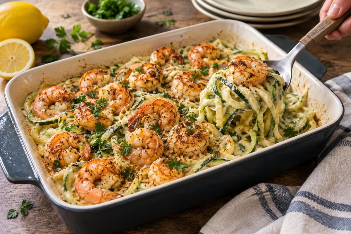 Cajun Shrimp Alfredo Zoodles Tray Cajun Shrimp Alfredo Zoodles Tray recipe from Ketolite Table