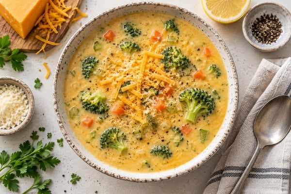 Deli-Style Broccoli Cheese Soup recipe from The Verdant Spoon
