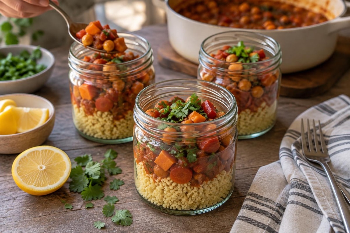 Tray Moroccan Chickpea Stew Jars recipe from Sunday Box Kitchen