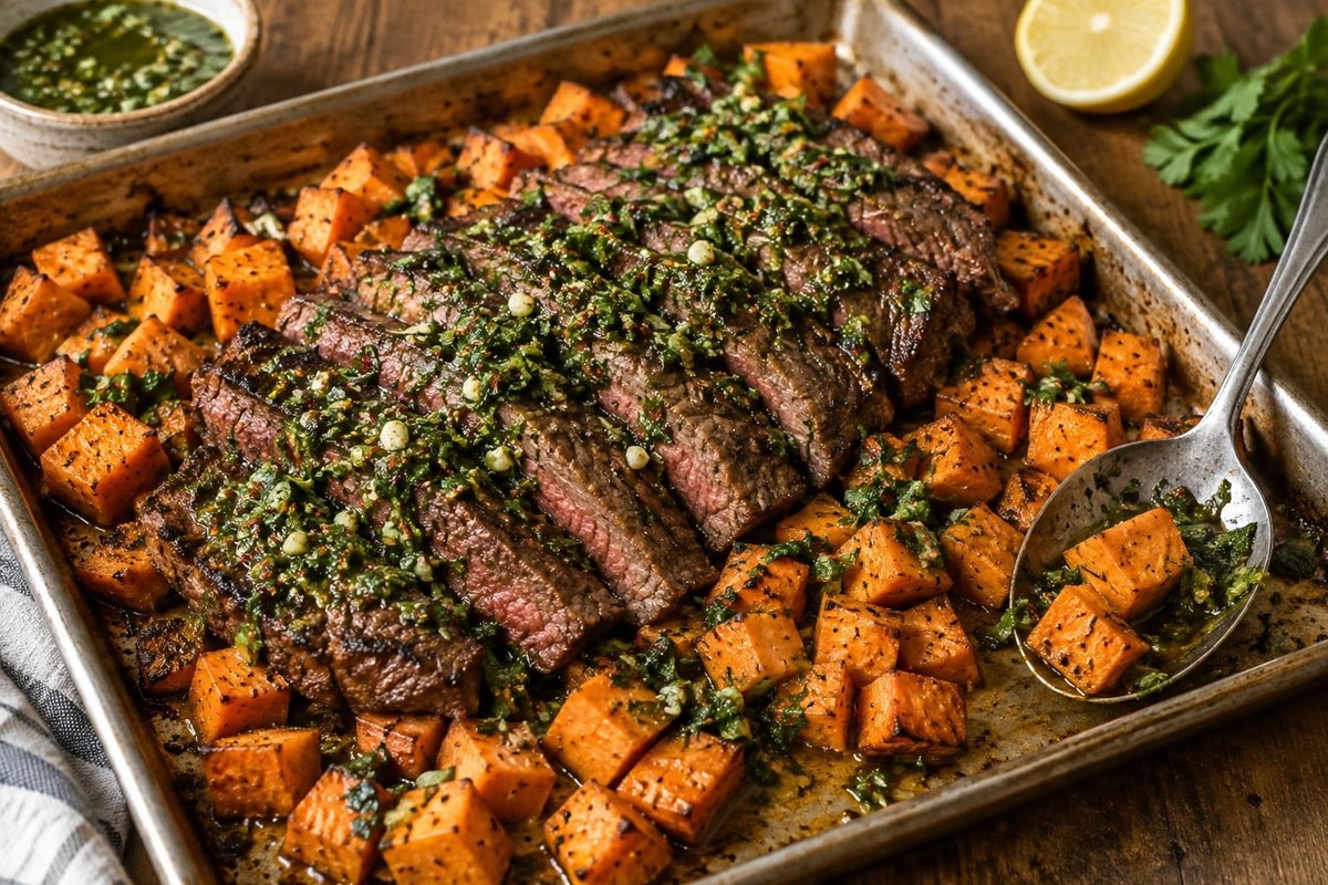 Chimichurri Steak Sweet Potatoes recipe from Sage & Millet Kitchen