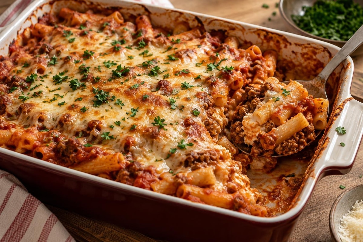 Baked Ziti Baked Ziti recipe from Hearthday Table