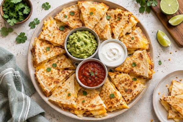 Crowd-Pleasing Cheese Quesadilla Dippers Tray recipe from Little Fork Academy