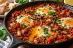 Stretch Eggs Tomato Pepper Skillet Shakshuka Tray recipe from Pantry Ledger Kitchen