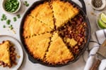 Buttery Cornbread Topped Chili Pie recipe from Heritage Fork Suppers