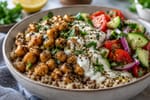 Grilled Zaatar Yogurt Chickpea Bowls recipe from Crossroads Kitchen