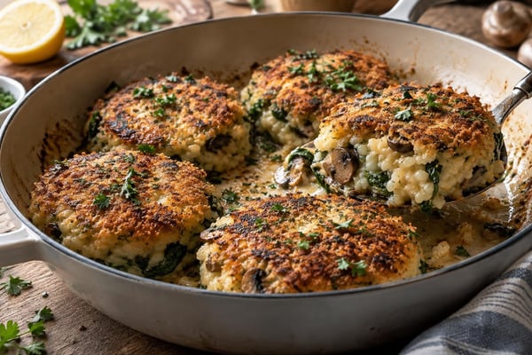 Spinach Mushroom Risotto Cakes Spinach Mushroom Risotto Cakes recipe from Verdigrain Table