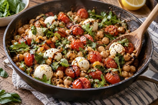 15-Minute Caprese Chickpea Skillet 15-Minute Caprese Chickpea Skillet recipe from Quarter Hour Table