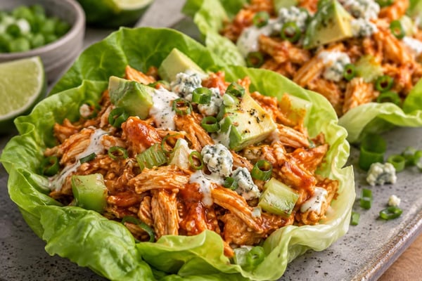 Buffalo Ranch Chicken Lettuce Cups Buffalo Ranch Chicken Lettuce Cups recipe from Counter Carb Kitchen