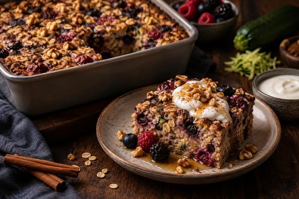 Nutrient-Dense Berry Oatmeal Breakfast Bake Nutrient-Dense Berry Oatmeal Breakfast Bake recipe from Bright Balance Kitchen