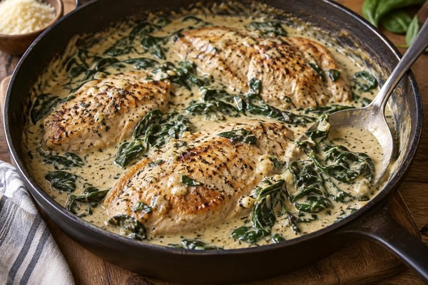Creamy Spinach Chicken Creamy Spinach Chicken recipe from Keto Table