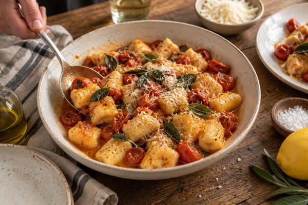 Hand-Cut Brown Butter Sage Ricotta Gnocchi Hand-Cut Brown Butter Sage Ricotta Gnocchi recipe from Copper Ladle Studio