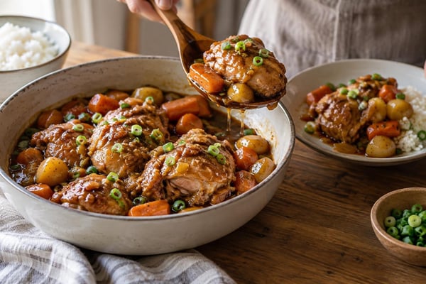 Slow Cooker Honey Garlic Chicken recipe from Ember Pot