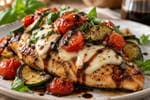 Zucchini Caprese Chicken with Balsamic Glaze recipe from Carb Smart Table