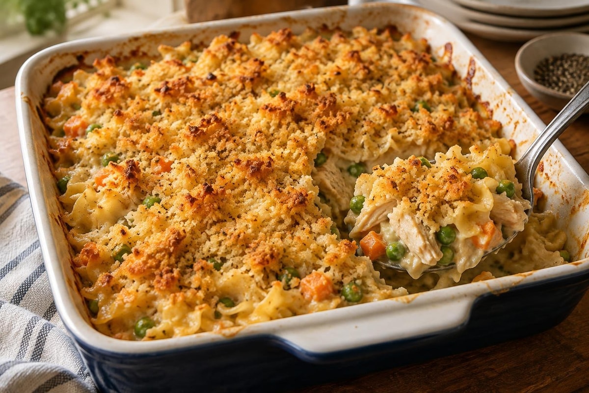Chicken Noodle Casserole Chicken Noodle Casserole recipe from The Frosted Fork