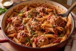 Grab-and-Go Sun-Dried Tomato Turkey Meatball Pasta recipe from Sunday Box Kitchen