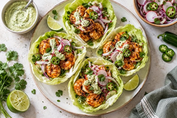 Shrimp Taco Cabbage Cups recipe from Counter Carb Kitchen