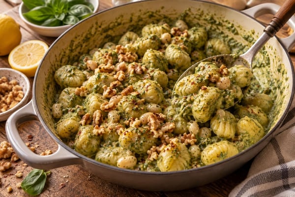 Vegan Pesto White Bean Gnocchi recipe from Pure Fork Plant Lab
