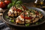 Chicken Caprese Mozzarella Stacks recipe from Counter Carb Kitchen