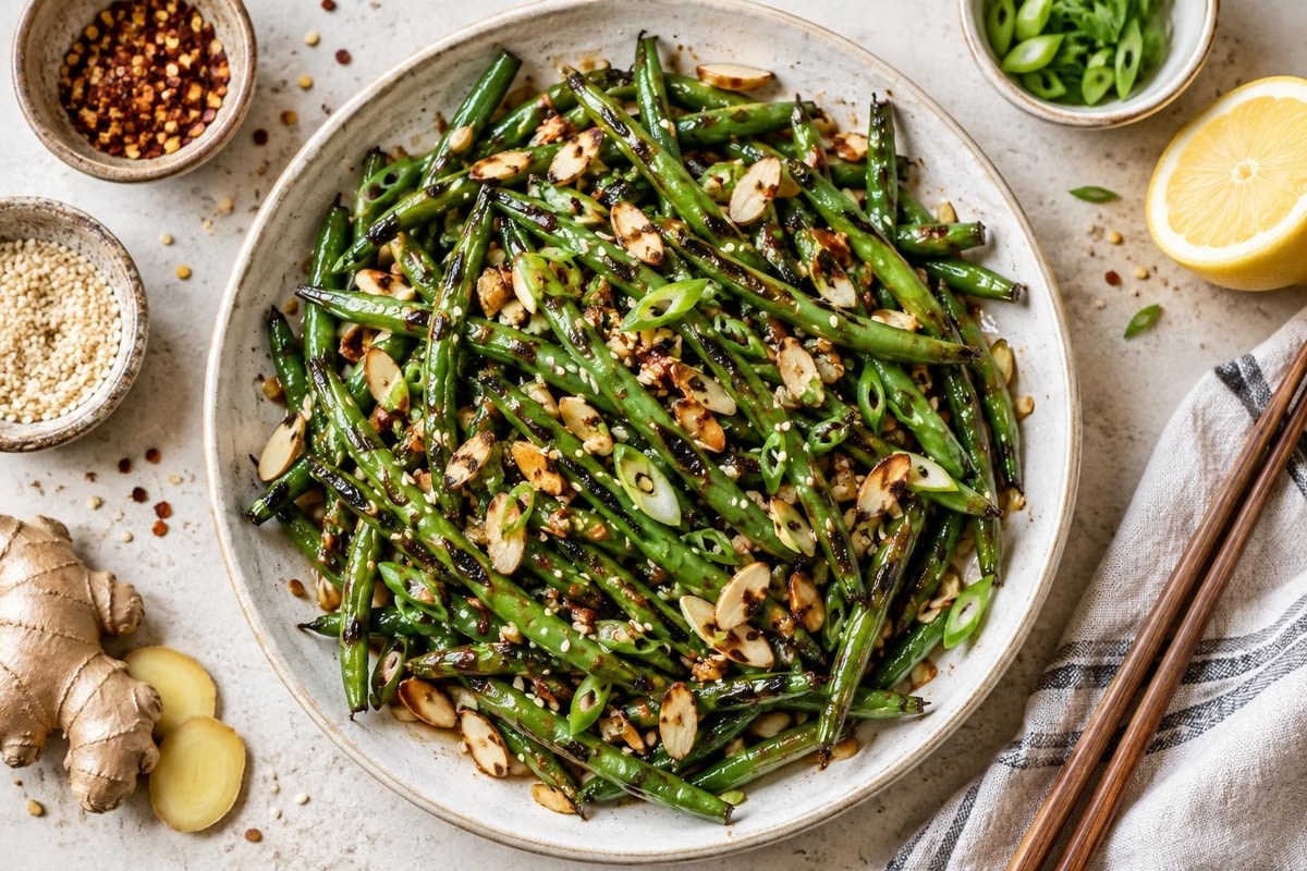 Grilled Tamari Almond Green Bean Stir-Fry Grilled Tamari Almond Green Bean Stir-Fry recipe from Crossroads Kitchen