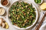 Grilled Tamari Almond Green Bean Stir-Fry recipe from Crossroads Kitchen